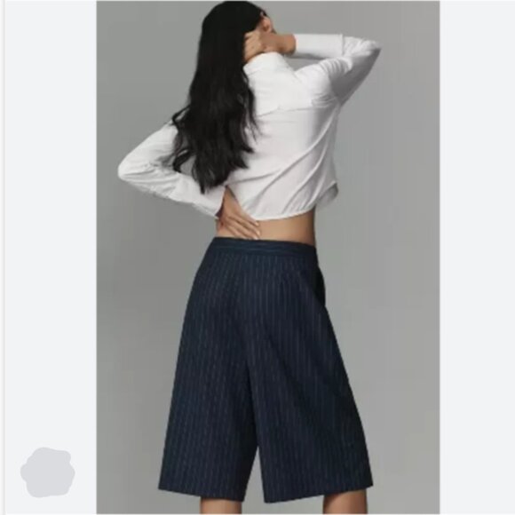 Brand New Anthropologie Menswear-Inspired Pinstriped Wide Leg Culottes - Picture 3 of 16